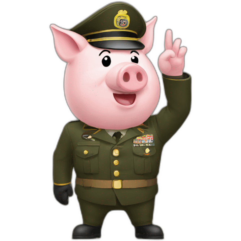 pig performs a military salute emoji