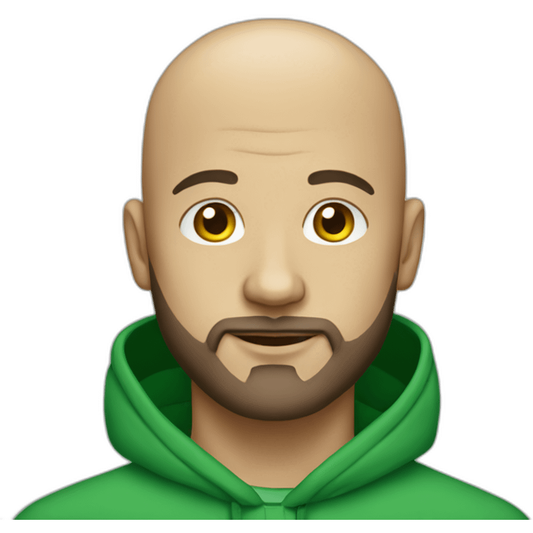 A bald man with a beard and a green hoodie emoji