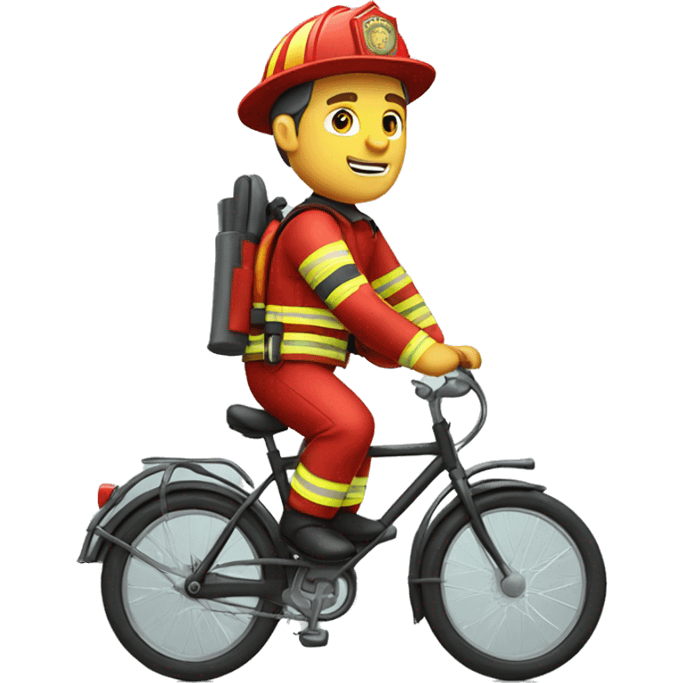 Caucasian Firefighter riding a bicycle  emoji