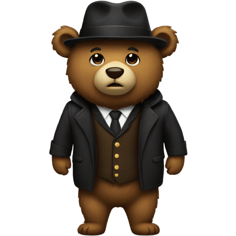 a bear with a hat and a black jacket emoji