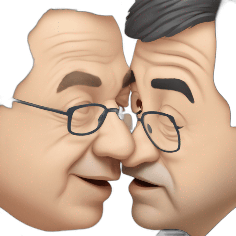 Jean luc mélanchon kissing Eric zemmour emoji