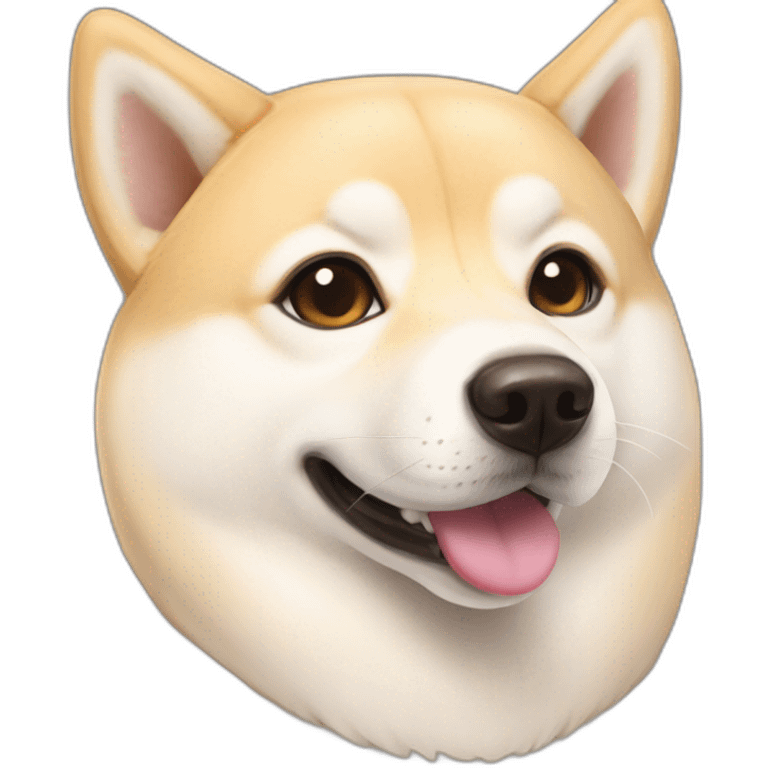 Cream Shiba Inu with silver heart name tag and blonde eyelashes emoji