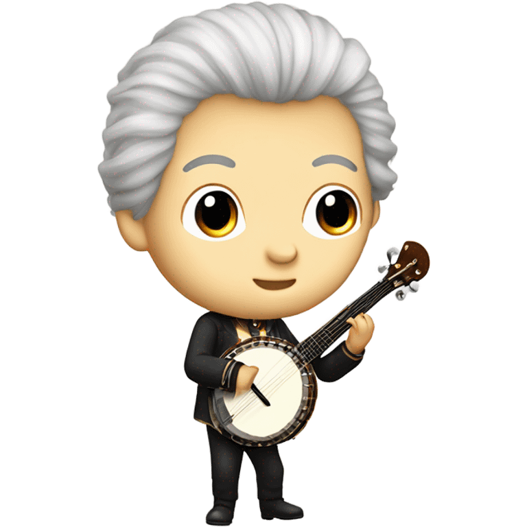 Wolfgang Mozart chibi wig standing young 5-string banjo emoji