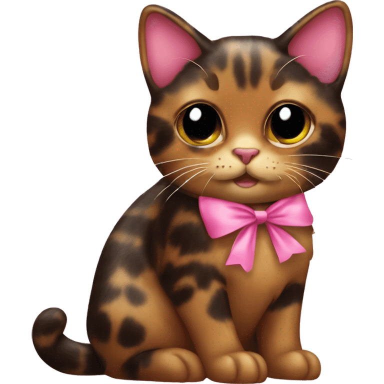 Tortoiseshell cat with a pink bow  emoji