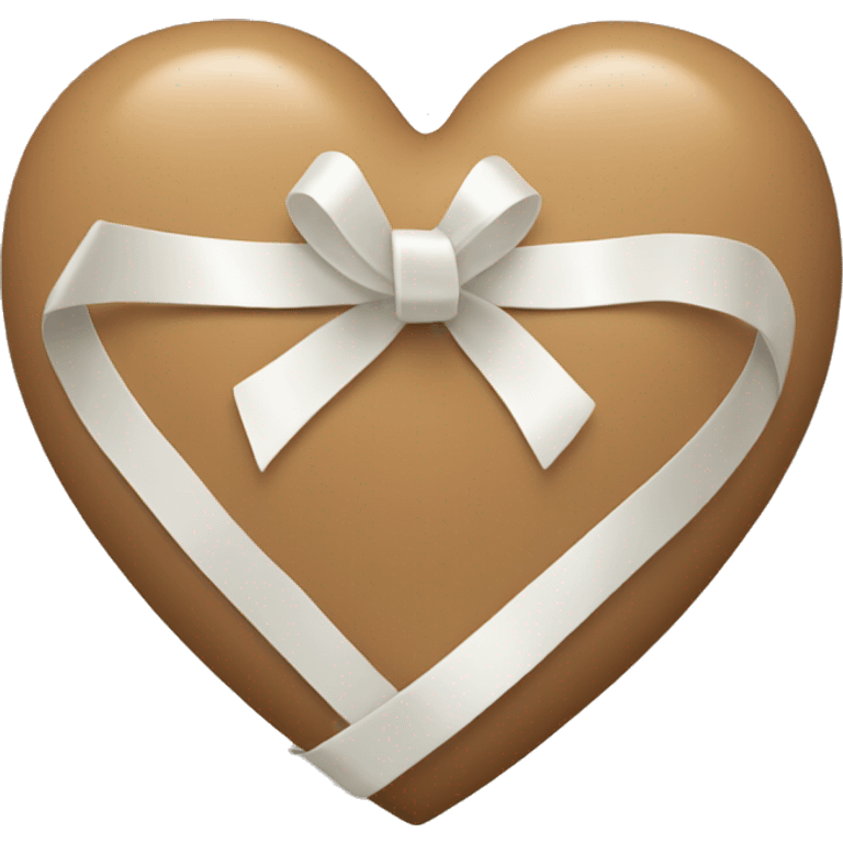 light brown heart with white ribbon emoji