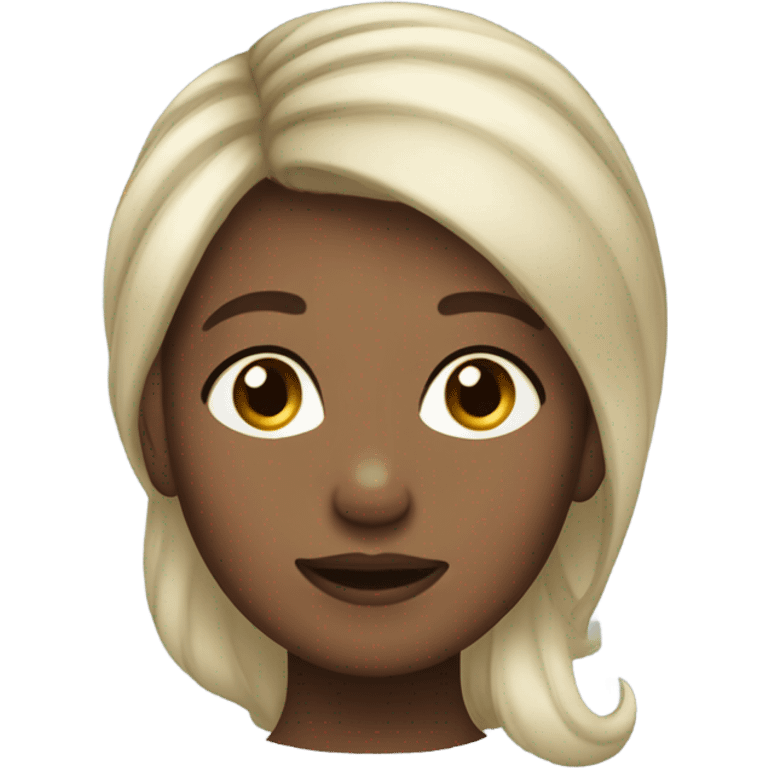 Pony hairstyle lady with hyperpigmentation on her cheeks emoji