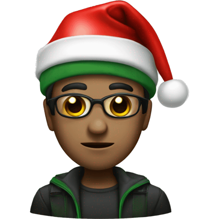 Neo from Matrix with a Christmas hat emoji