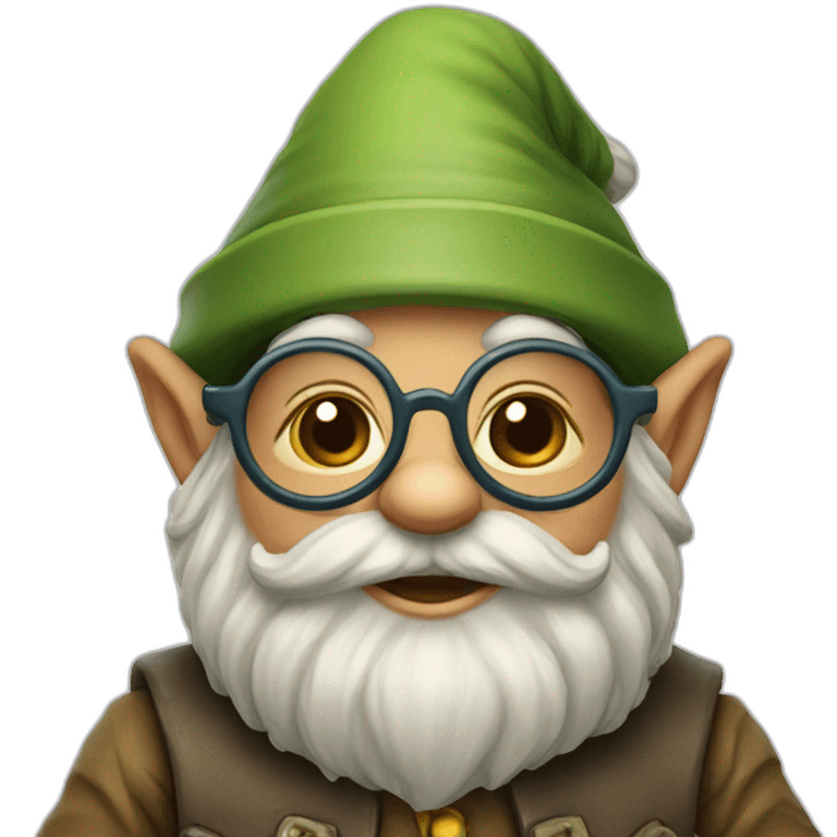 cheerful pot-bellied gnome with glasses emoji