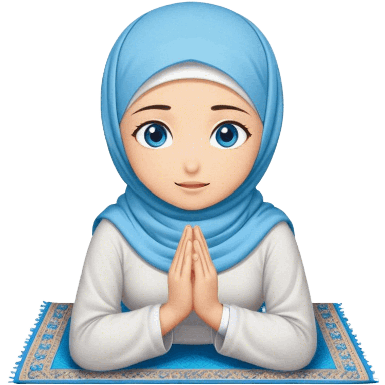 Turkish beautiful finish Konya girl blue eyes with hijab and praying on pray mat emoji