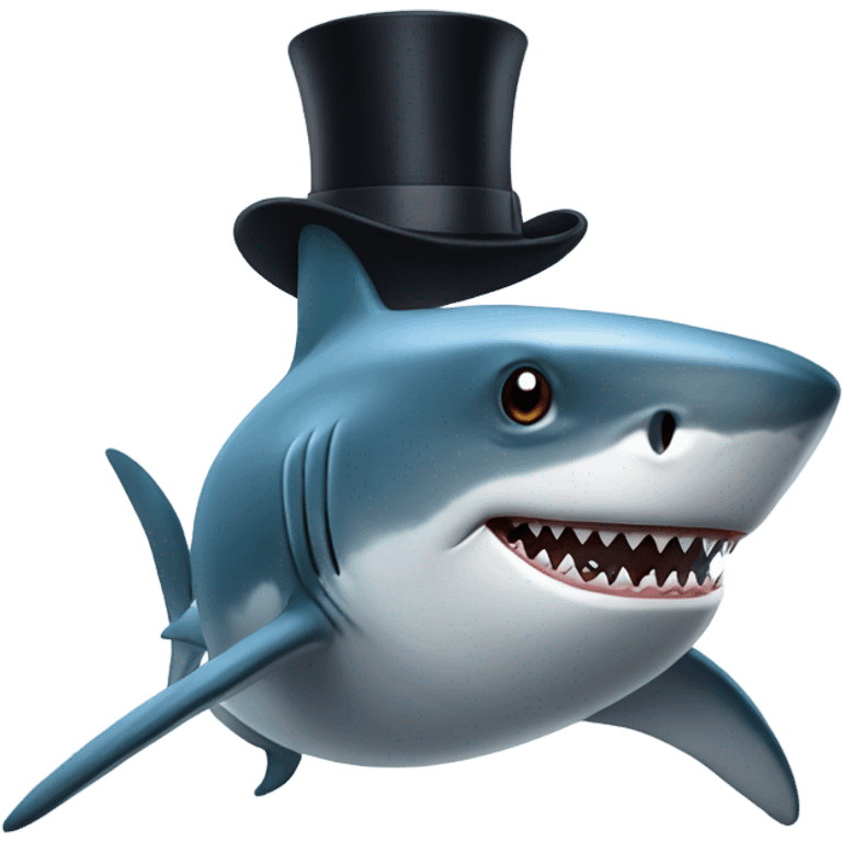 Shark with a top hat emoji