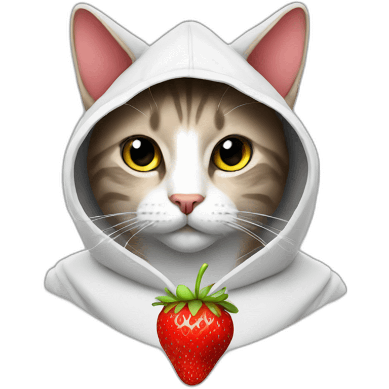 cat with a hood of Strawberry emoji