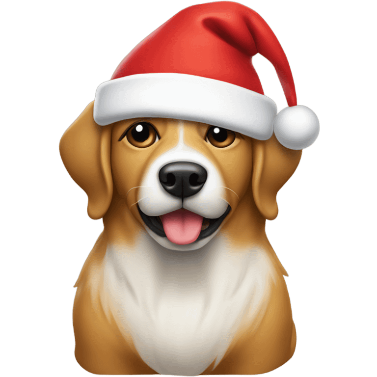 dog taking a poop with a Santa hat on emoji