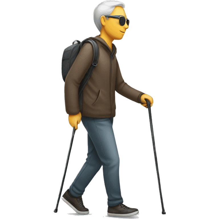 blind person walking with cane emoji