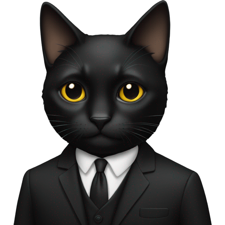 the black cat in a black  formal cassic suit emoji