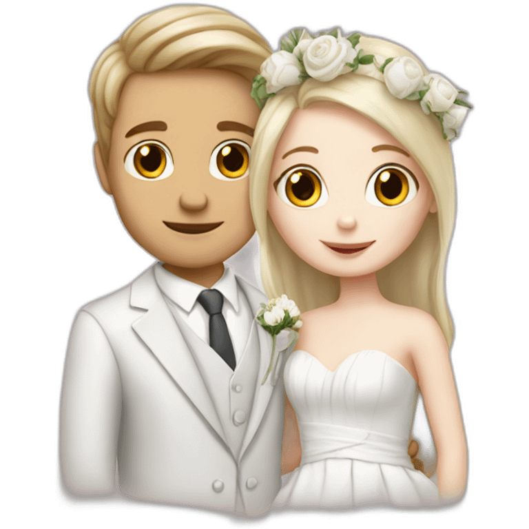 A couple of boy and girl getting married White skin emoji