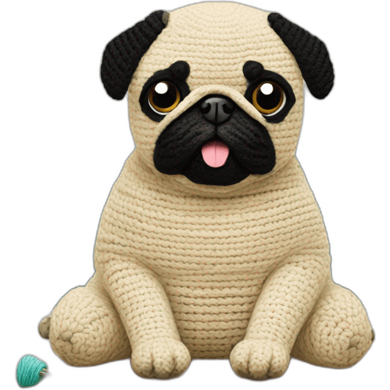 pug crocheting emoji