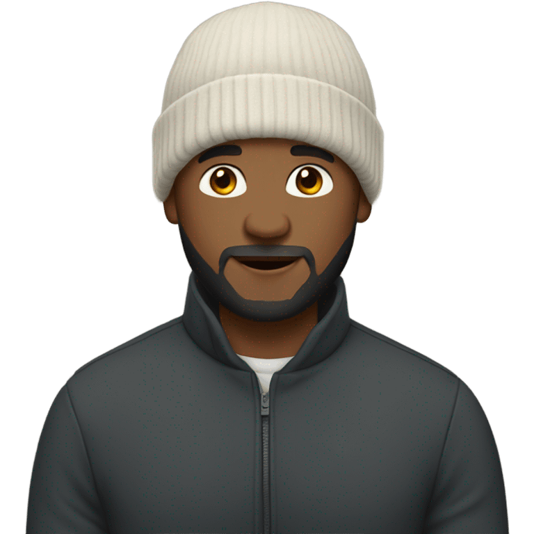 Bald black man with a beard and beanie emoji