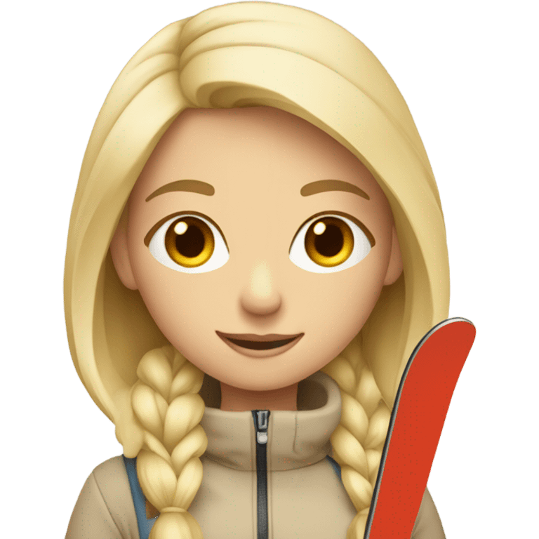 blond girl on a beige skis and glass emoji