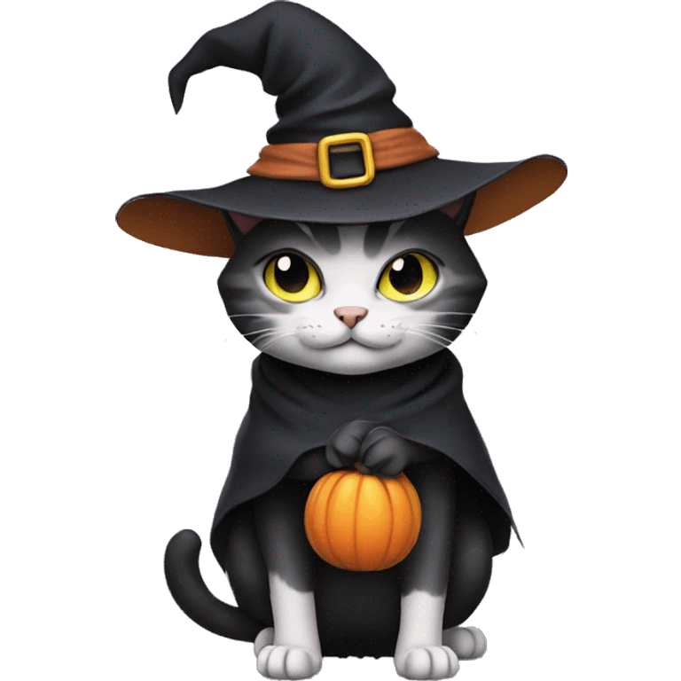 Cat dressed as a witch emoji