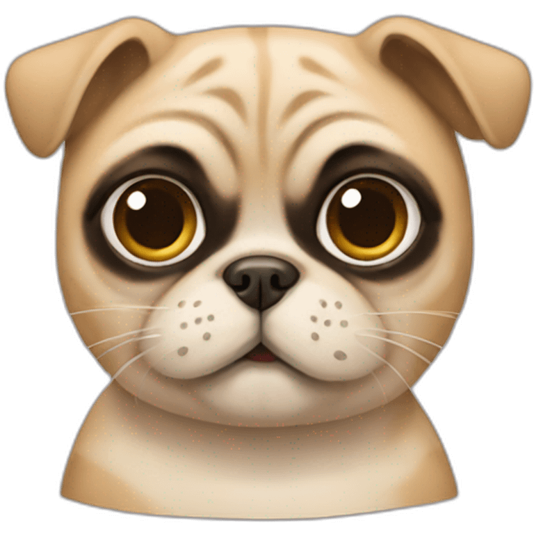 Cat mixed with a pug emoji