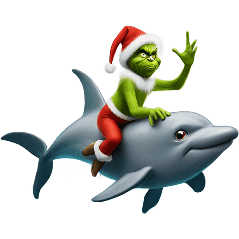 the grinch riding a dolphin  emoji