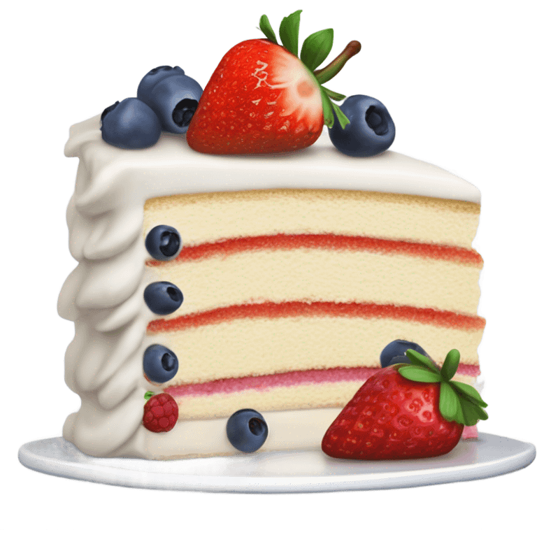 white slice cake with berries emoji