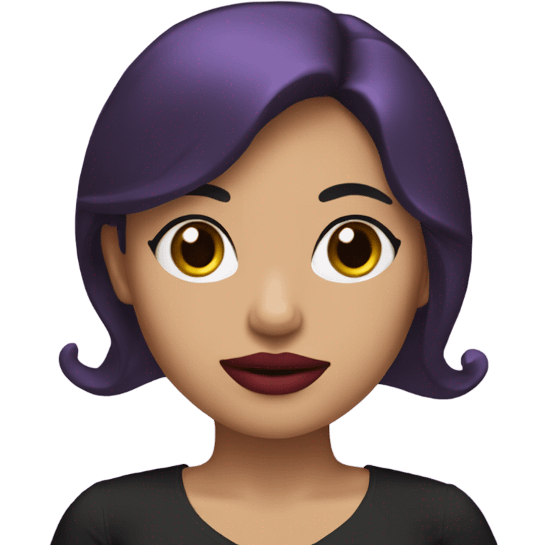  A Mexican girl with red lipstick long black hair in a purple outfit ￼ emoji