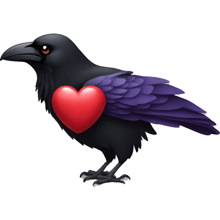 Raven holding a heart emoji