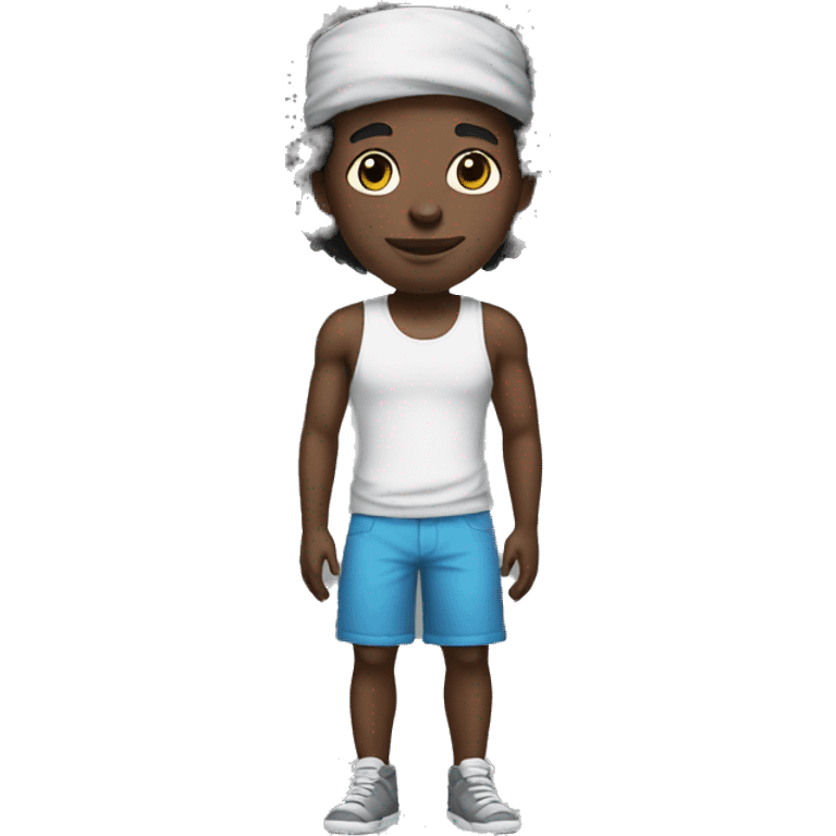 full body black afro guy with headband emoji