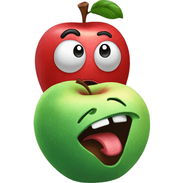 Una manzana con un gusano saliendo emoji