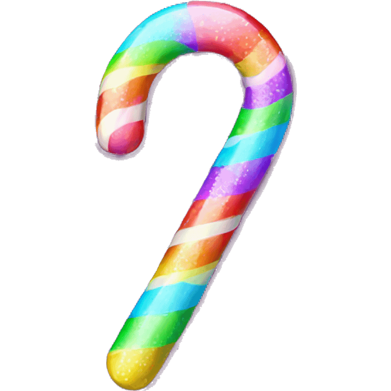 neon candy cane twisted with glittery rainbow stripes emoji