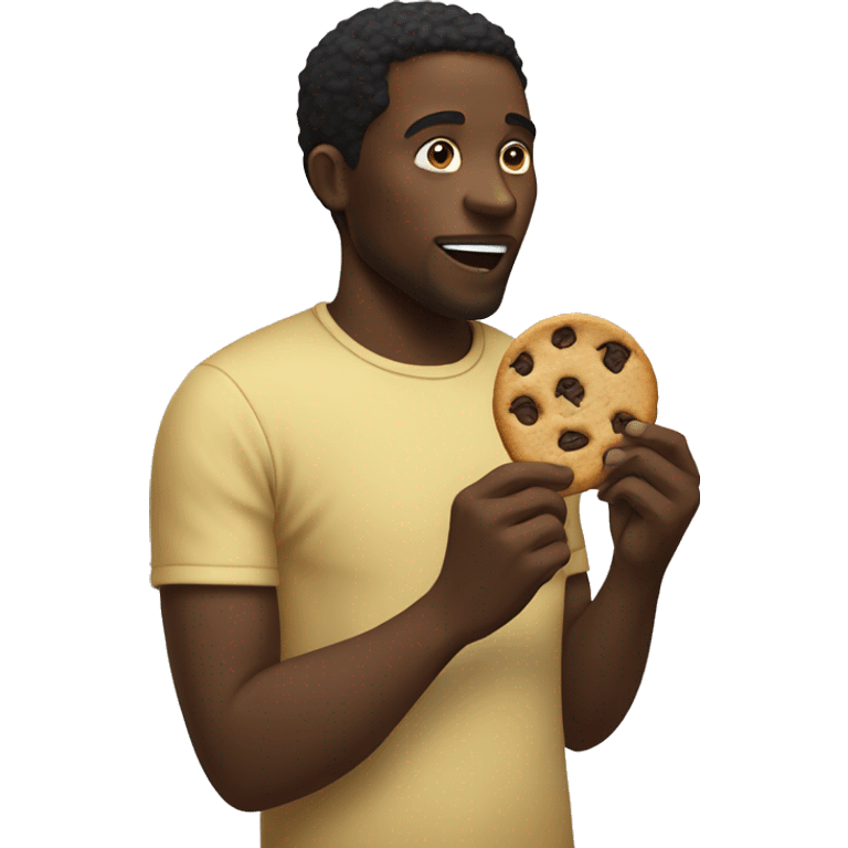 A black man eating a cookie  emoji