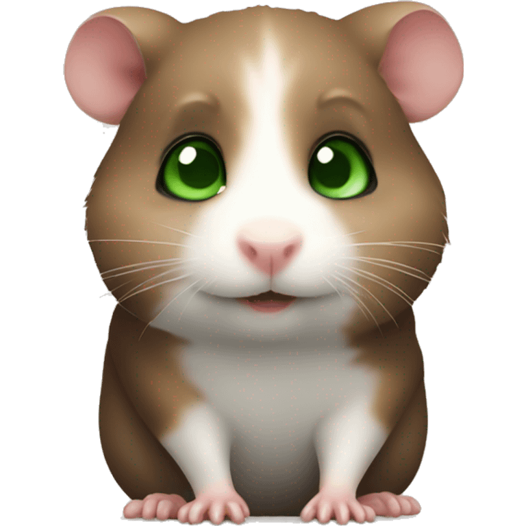 small cute dark brown hamster with green eyes  emoji