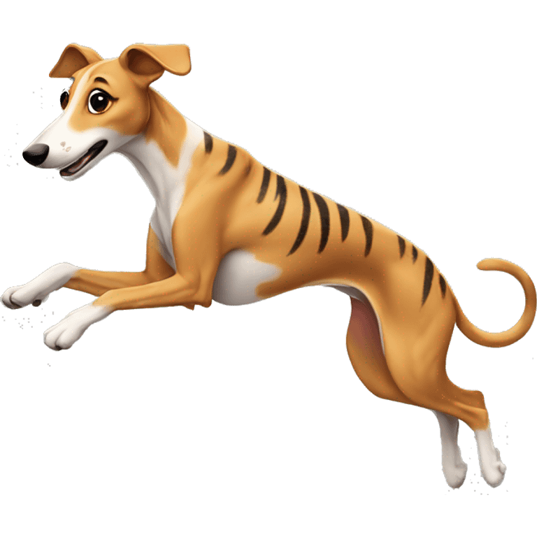 Fawn tiger greyhound jumping emoji