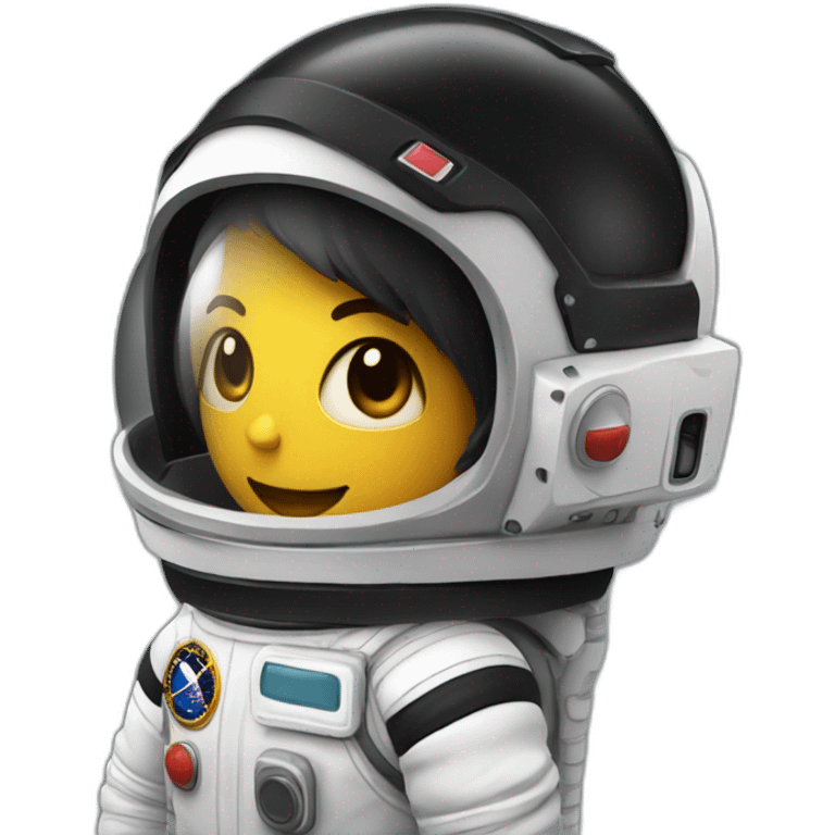 Astronauta visor negro en playa emoji