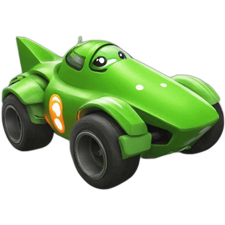 Green Yoshi in a rocket league car emoji