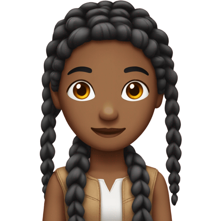 Black hair with braids and brown skin emoji