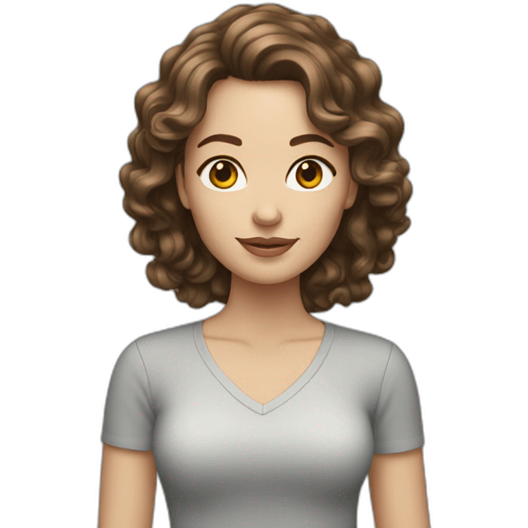 white woman with wavy brunette hair emoji