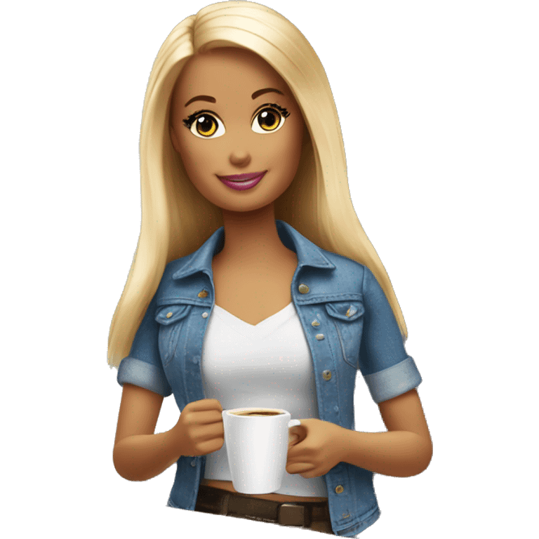 barbie student with laptop and coffee emoji