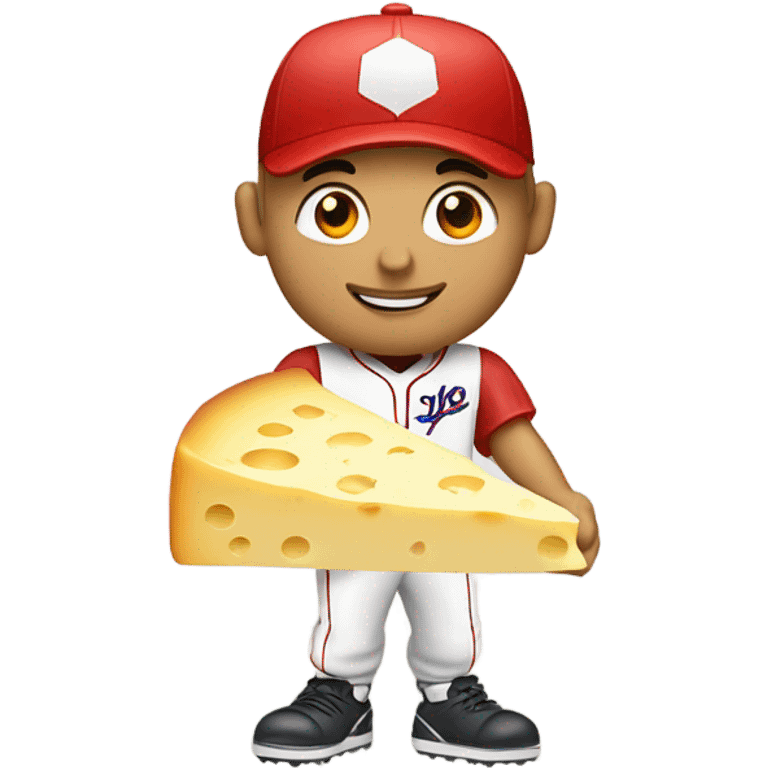 Caucasian Baseball player with cheese and red hat emoji