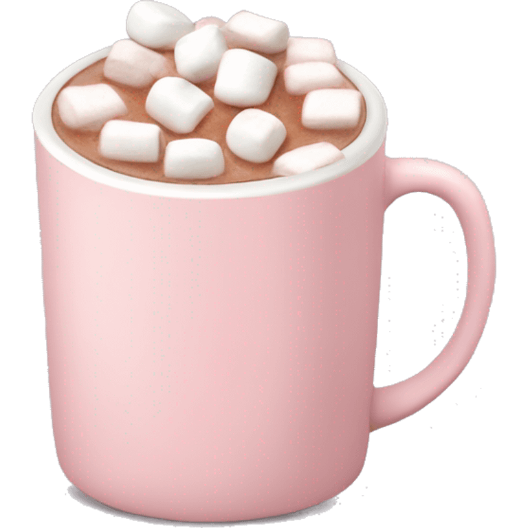 Light Pink mug of hot chocolate with marshmallows  emoji