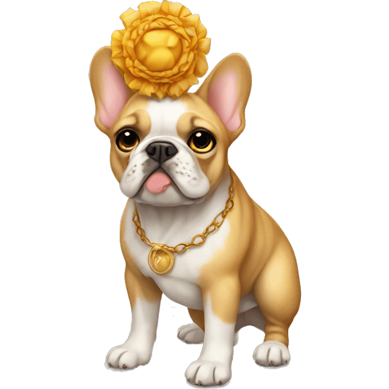 French bulldog in the form of a lion emoji