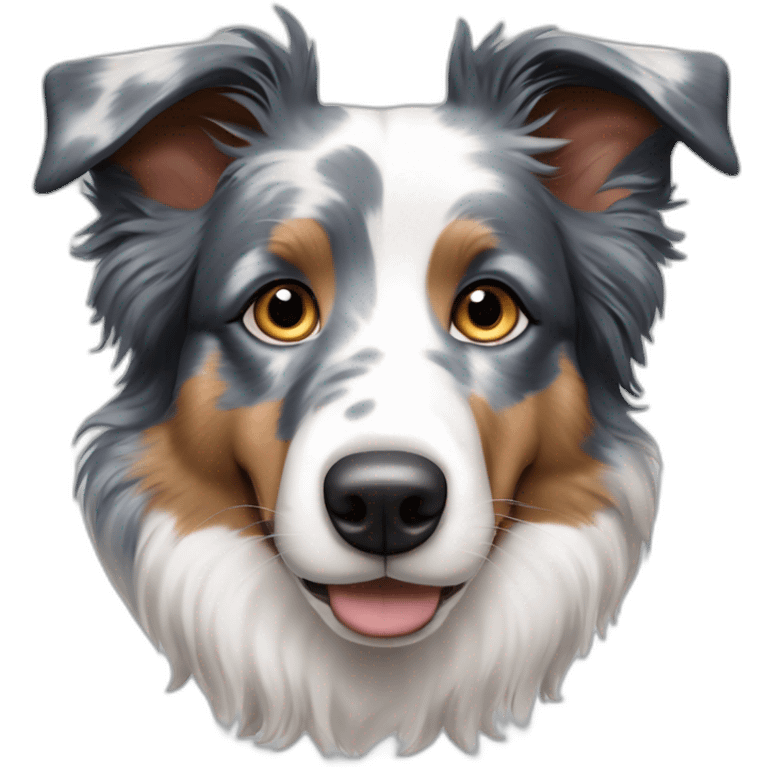 blue merle tricolor border collie with lots of grey and brown on the face emoji