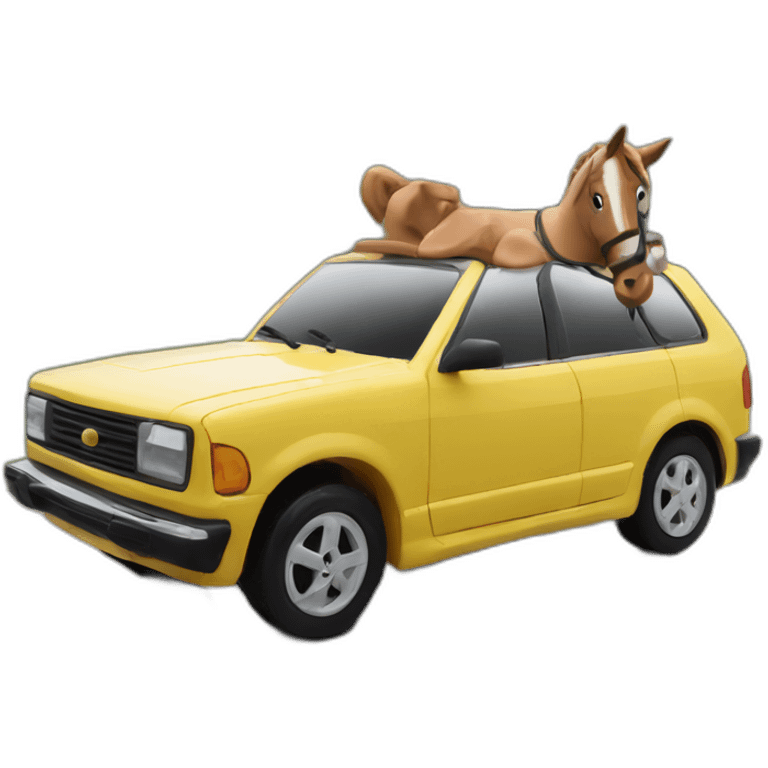 Voiture sur un cheval emoji