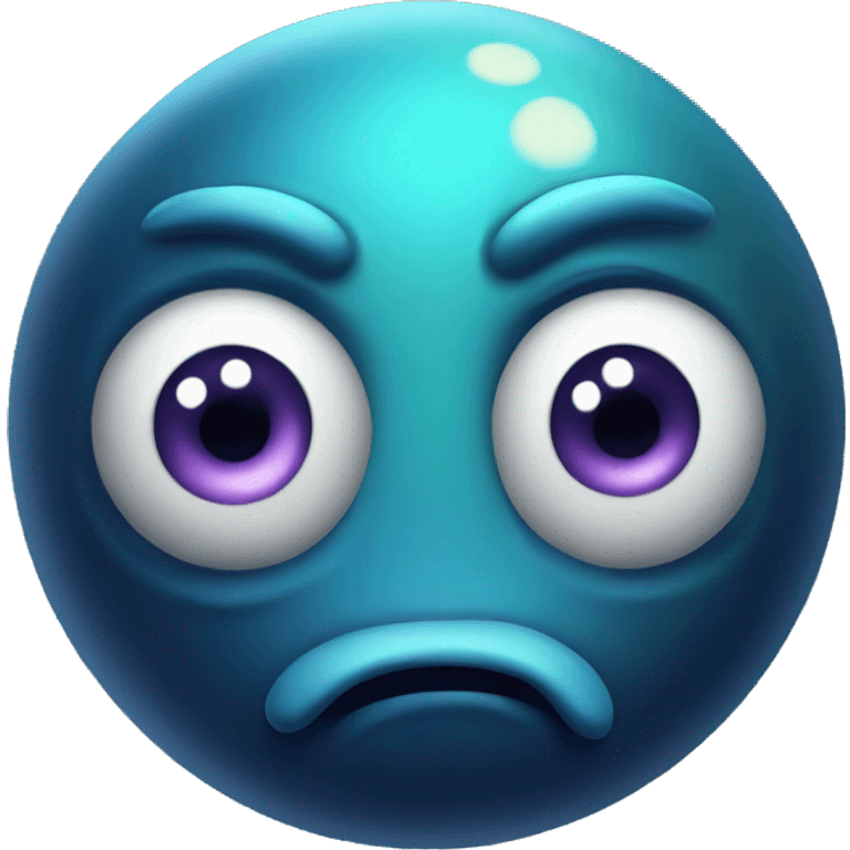 planet Neptune with a cartoon sad face with big kind eyes emoji