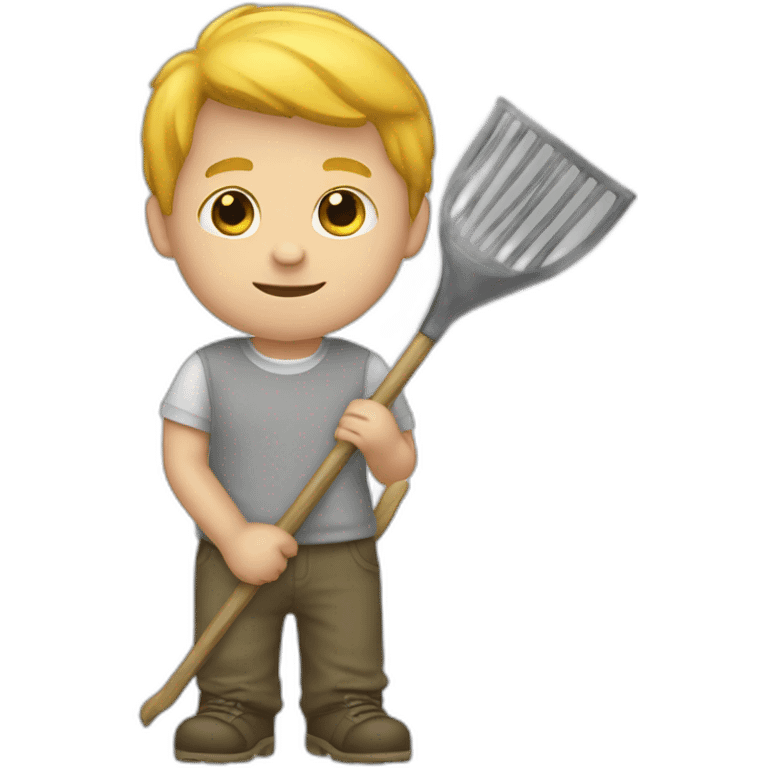 white kid holding a rake emoji