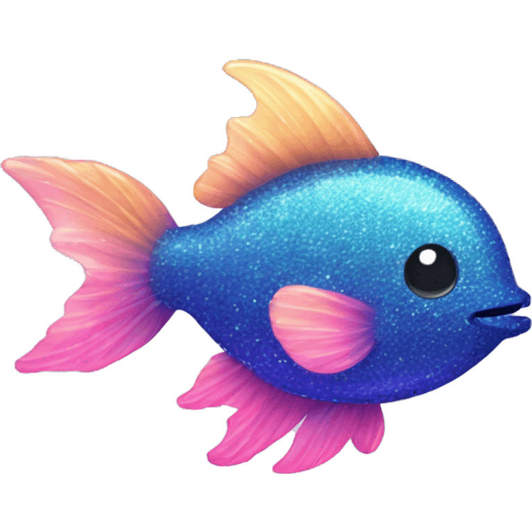 Kawaii neon glitter sea fish emoji    emoji