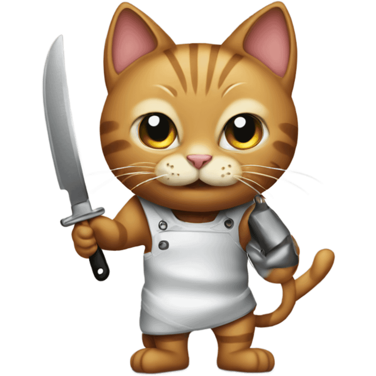 a cat holding a knife emoji