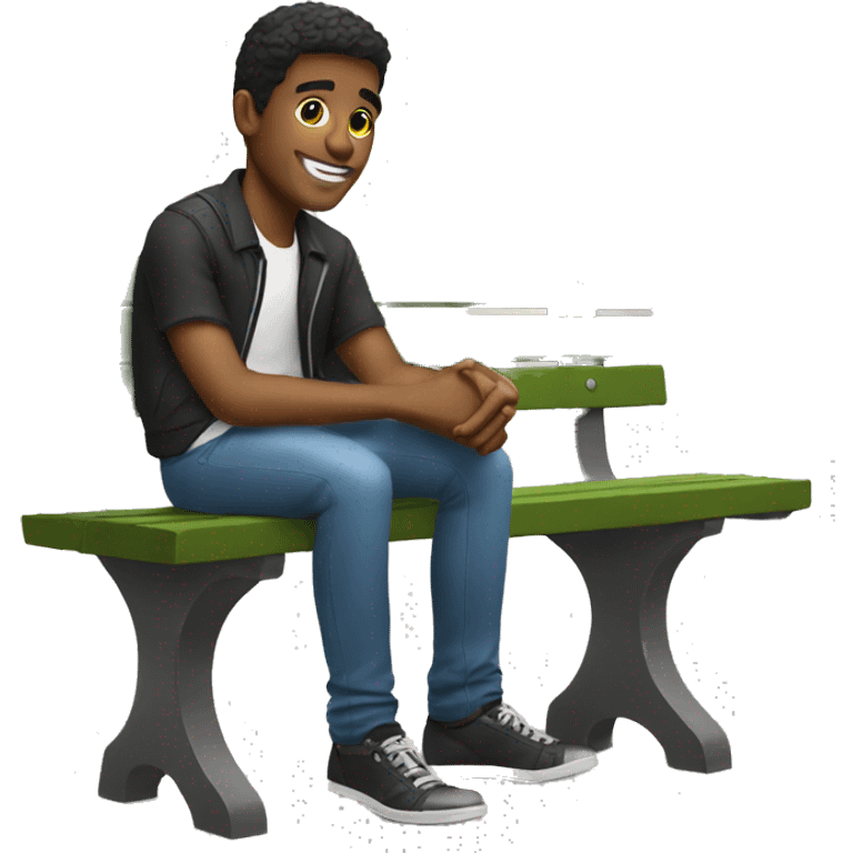 Lovely guy sitting on bench emoji