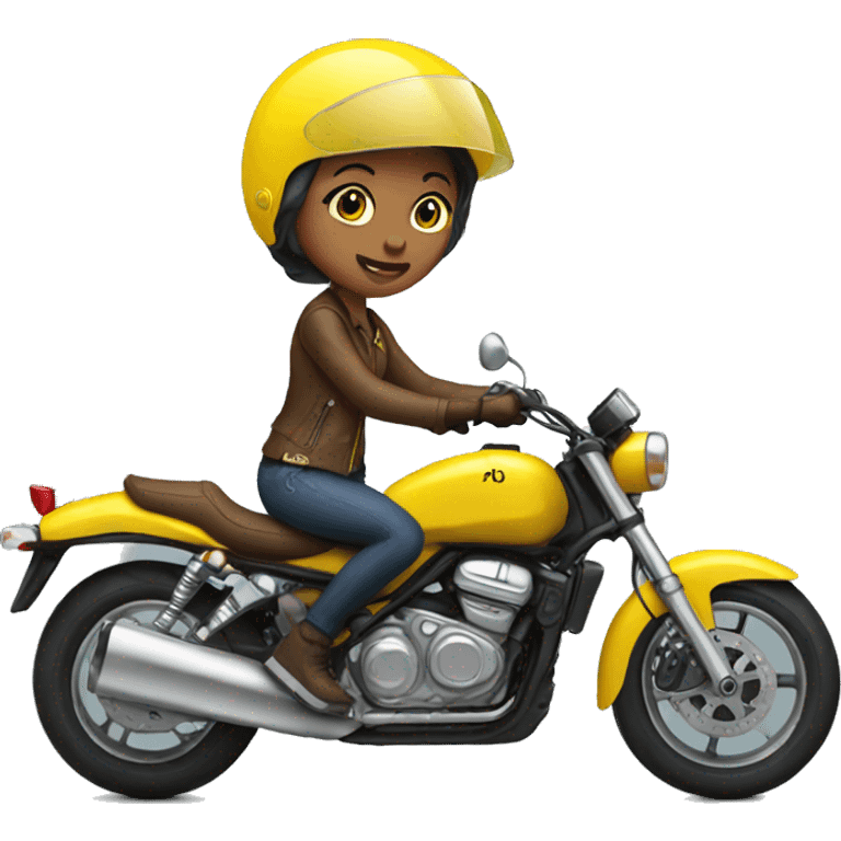 girl on motorcycle with yellow helmet emoji